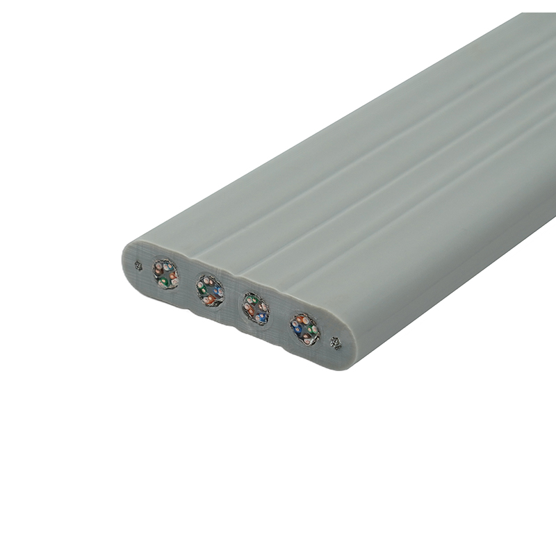 Aufzugs-Flachkabel mit Stahldraht und 4 Cat6-Patchkabeln